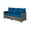 Peacock Blue, variant on 3-Seat All-Weather Outdoor Rattan Sofa with High Back, Premium Brown Wicker and Peacock Blue Cushions for Garden