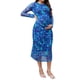 thumbnail image 4 of Vestido de maternidad floral de malla con fruncido lateral para mujer INSPIRE CHIC, vestido ajustado de manga larga para embarazo, invitada de boda 2XL azul, 4 of 5