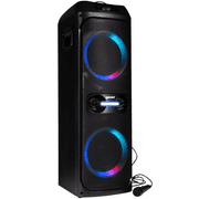Gemini GHK-2800 Dual-8-In. 4,800-Watt-Max True Wireless Stereo Bluetooth Speaker System with LED Party Lights, FM Radio, Media Player, and Wired Microphone