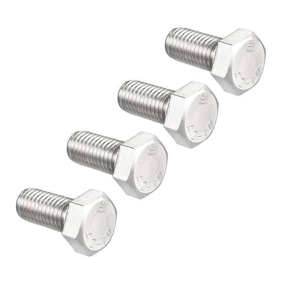 Unique Bargains Hex Screw Bolt, Metric M14x30mm 304 Stainless Steel 4.8 Grade Fully Threaded Hexagonal Screw Bolts 4 PCS