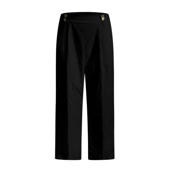 Ndbuld Dress Pants for Women Leggings for Women Women Solid Color High Waisted Elastic Waist Work Casual Pants Clearance Under $5 Black M