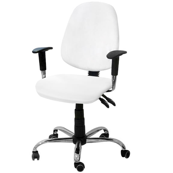 White 2 Pieces Computer Office Chair Covers Set, Stretchable Desk Rotating Chair Seat Cushion Slipcover Back Covers, Modern Minimalist Pure Soild Color Slipcover Back Covers Protectors Cover