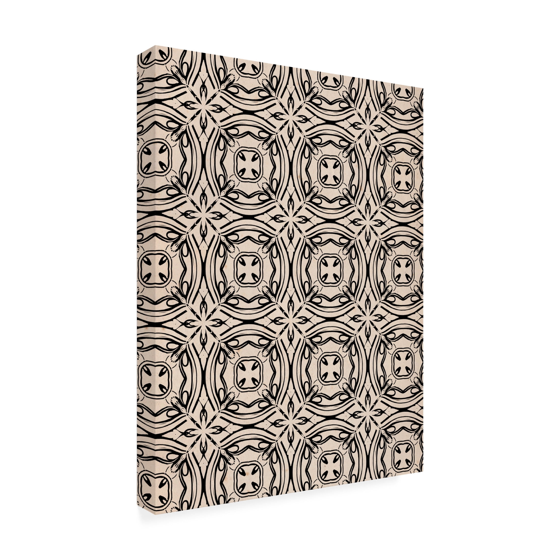 Canvas Wall Art - Treechild 'Beige and Black Tile Pattern' Wall Art for Living Room, Bedroom, or Office D?cor by Trademark Fine Art - 18 x 24 Inches