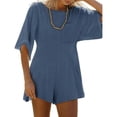 thumbnail image 2 of Women Summer Jumpsuit Casual Short Sleeve Round Neck Shorts Romper, 2 of 3