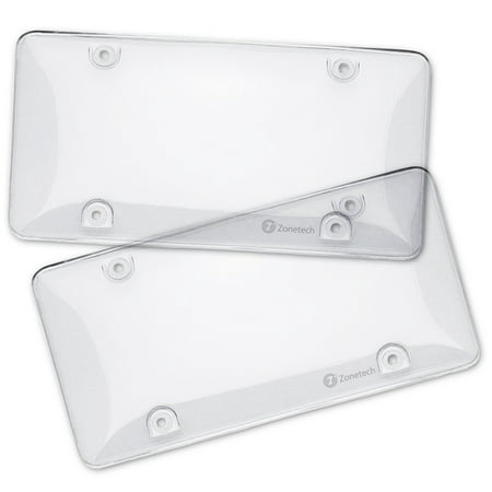 Zone Tech Clear License Plate Shields - 2-Pack Novelty/License Plate Clear Bubble