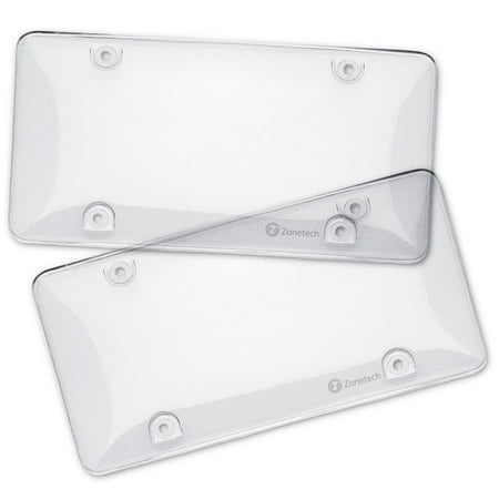 - Zone Tech Clear License Plate Shields - 2-Pack Novelty/License Plate Clear Bubble Shields