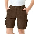 thumbnail image 2 of LYHaoo Girls Summer Casual Shorts Retro Cowboy For Kids Boys Girls Cargo Shorts Relaxed Fit Suede Leather Casual Shorts With Pockets Party Shorts Sizes 5-6 Years(Brown), 2 of 6