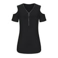 thumbnail image 5 of Timegard Womens Plus Size Tops Zipper V Neck Cold Shoulder Short Sleeve Slim Fitting Tee Casual Comfy Tops, 5 of 8
