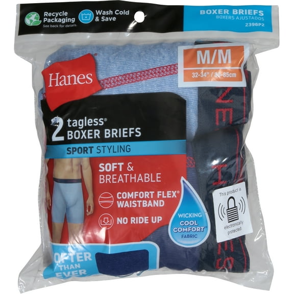 Hanes 9389487 Comfort Flex Medium Mens Assorted Color Boxer Briefs - Pack of 2