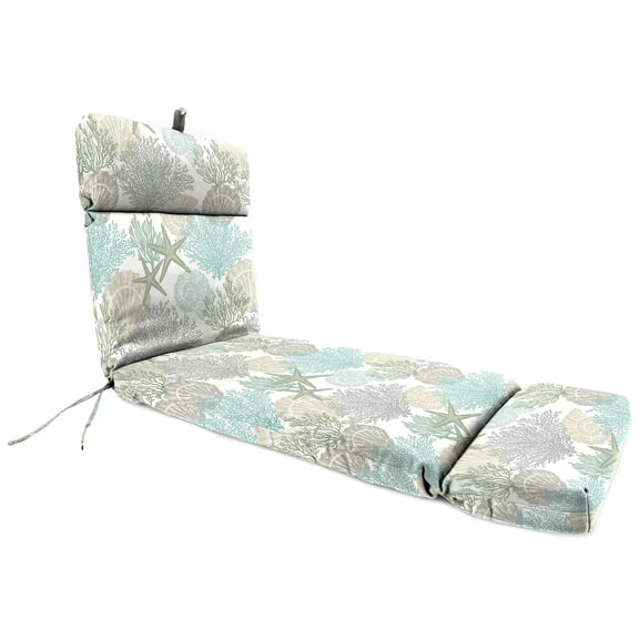Jordan Manufacturing 72" x 21" Amulet Dreamy Cream Nautical Rectangular Outdoor Chaise Lounge Cushion with Ties and Hanger Loop