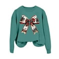 thumbnail image 4 of Fiaer Bow Women Sweatshirts Christmas Baggy Tops Holiday Crew Neck Trendy Long Sleeve Cozy Leisure Pullover Green S, 4 of 4