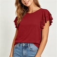 thumbnail image 4 of Admvng Womens Scoop Neck Casual Tops Ruffle Short Sleeve Summer Loose Fit Blouses, 4 of 7