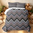 thumbnail image 3 of Erosebridal Vintage Geometric Bed Spread Queen, Traditional Wave Stripe Queen Coverlet Set, Charcoal Mauve Slate 3-Piece, 1 Quilt and 2 Pillowcases, 3 of 7