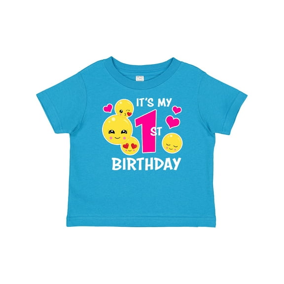 Inktastic Its My 1st Birthday with Smiling Emoticons Girls Baby T-Shirt