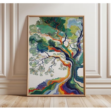 Tree Wall Art Print With Colorful Nature Landscape And Home Decor