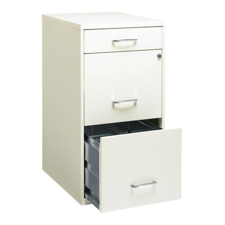 Hirsh - Metal 3-Drawer Organizer File Cabinet with Pencil Drawer - Pearl White