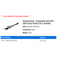 thumbnail image 2 of Steering Rack - Compatible with 2001 - 2005 IS300 3.0L 6-Cylinder 2002 2003 2004, 2 of 2