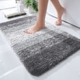 thumbnail image 1 of Alfombra de baño OLANLY Luxury de poliéster extrasuave, 60 x 40 cm, color gris, 1 of 6