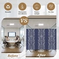 thumbnail image 5 of Japanese Window Privacy Film, Navy Blue Country Flowers Leaves Aesthetic Static Cling UV Sun Blocking Heat Control Window Tint Day and Night, Non-Adhesive One Way Windows Privacy Cover 35.4''x78.7'', 5 of 7