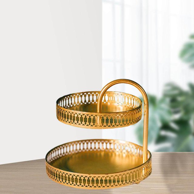 serony 2 Layer Iron Decorative Tray Fruit Vege Diaplay Free Standing Home Decor stripe