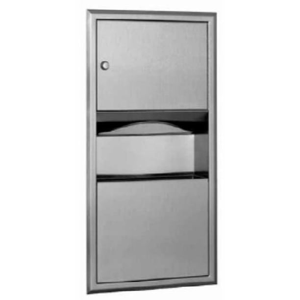 Bobrick 359 Stainless Steel Recessed Paper Towel Dispenser - Satin Finish, For C-Fold & Multifold Towels