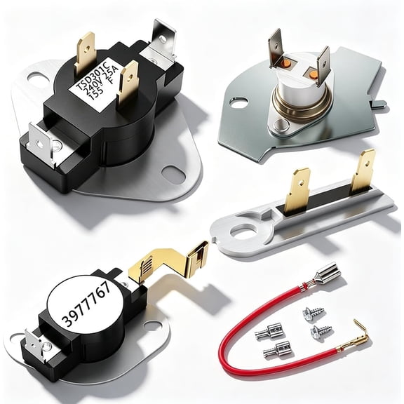 WP3387134 Dryer Thermostat & WP3392519 Thermal Fuse Kit, Includes 3977393 Cut-Off Fuse and WP3977767 High-Limit Thermostat Replacement, Compatible with Whirlpool Maytag Kenmore Dryers