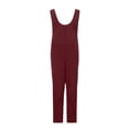 thumbnail image 2 of Womens Sleeveless Cotton Linen Jumpsuits Casual Loose Solid Color Wide Leg Palazzo Pants Summer Rompers with Pockets, 2 of 6