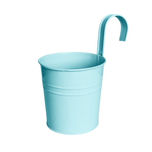 Hanging Metal Planter Flowerpot with Detachable Hook Drain Hole Railing Plant Pot for Balcony Garden Fence