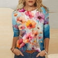 thumbnail image 2 of Wanfds Multicolor Ladies 2024 Tops And Blouses Clearance Sale Round Neck Three-Quarter Sleeve Top XXL, 2 of 5
