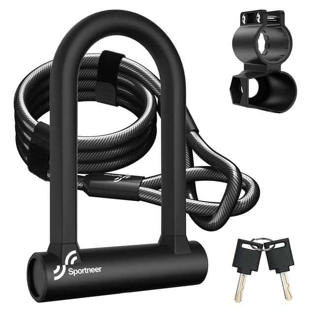Candado en U antirrobo Bike Lock Sportneer, resistente, con cable