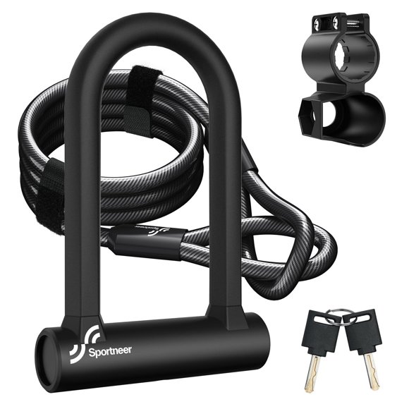 Candado en U antirrobo Bike Lock Sportneer, resistente, con cable