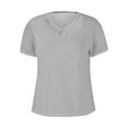 thumbnail image 4 of Njagoc3 Bestseller Womens V-Neck Solid Short Sleeve T-Shirt Summer Thin Loose Casual Slim Fit Multi-Color, 4 of 6