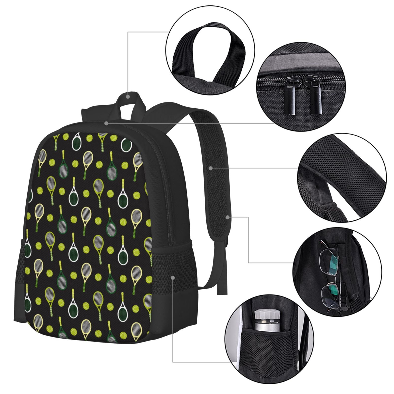 Ratiio Tennis Rackets Backpack for Men and Women - Durable 600D Oxford Cloth -Large Capacity, Water-Resistant School, Travel, and Hiking Bag