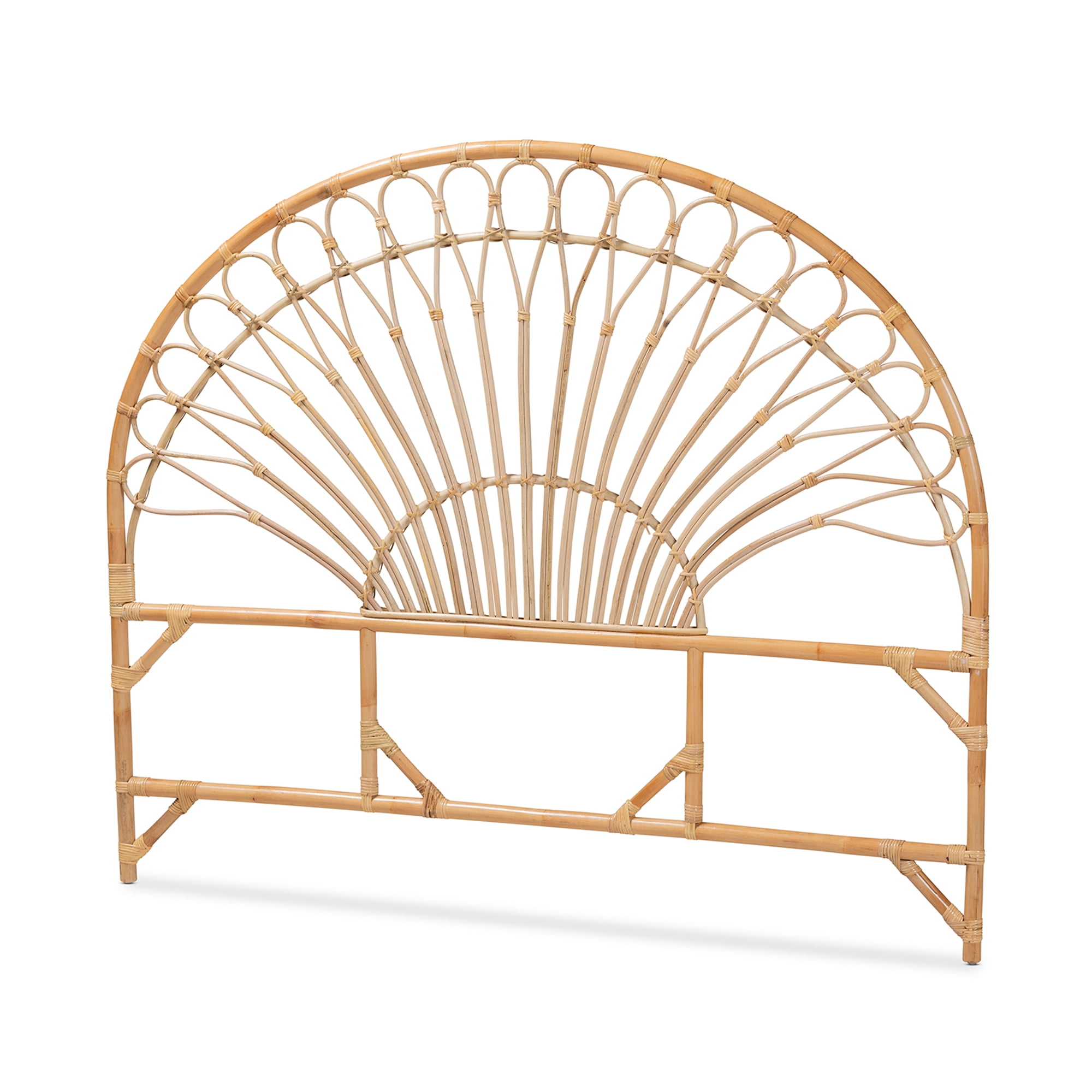 bali & pari Devereaux Modern Bohemian Natural Brown Rattan Queen Size Standalone Headboard