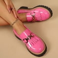 thumbnail image 2 of Black Platform Loafers for Women - Women's Slip-On Faux Leather Loafers, Chunky Comfort Shoes for Work & Dressy Occasions Size 36-43 Pink, 2 of 6