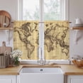 thumbnail image 2 of Beige Map Tier Curtains, Retro Farmhouse Abstract Illustration Art Light Filtering Kitchen Curtains, 2Pcs Rod Pocket Half Window Treatments Panels for Sink Cafe Cabinet Basement 27.5x45 Inches, 2 of 9