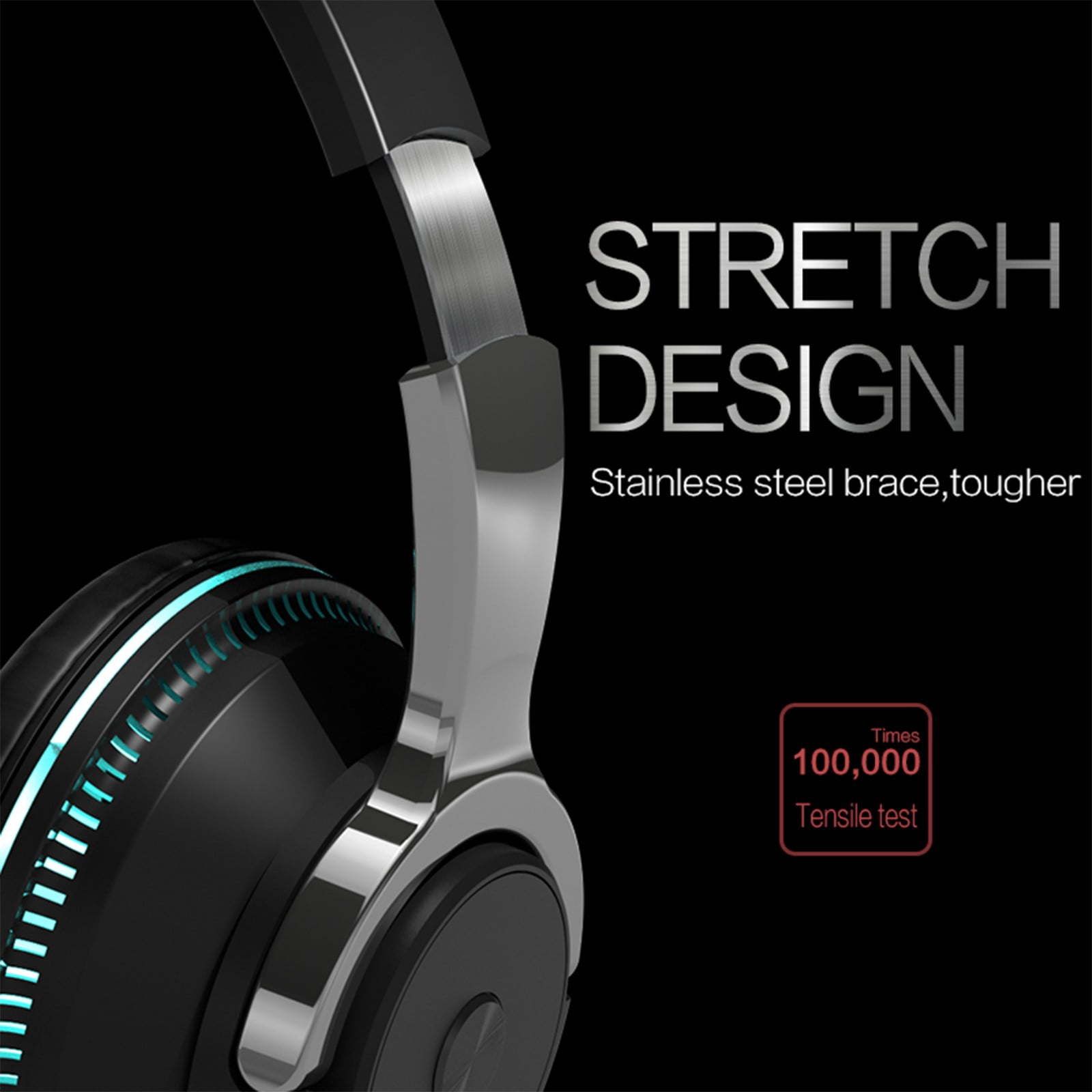 Bluetooth Headphones Over Ear, 80 Hrs Playtime Wireless Headphones with ENC Mic, Deep Bass EQ, Foldable Comfort for Travel, Gym & Commuting, Stocking Stuffers,Black