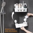 thumbnail image 5 of Rack Clearance! Kaireo, Corner Shower Caddy Suction Cup & Soap Holder No Drilling One Second Installation Removable Shower Caddy Basket Powerful Shower Organizer Shower Shelf Bathroom White, 5 of 6