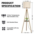 thumbnail image 5 of DAYBETTER Floor Lamp for Living Room, 60'' Wood Tripod Floor Lamp with Shelves, 3 Color Temperature, Dimmable, Remote Control Standing Lamp for Living Room, Bedroom, Office, LED Bulbs Included, 5 of 7