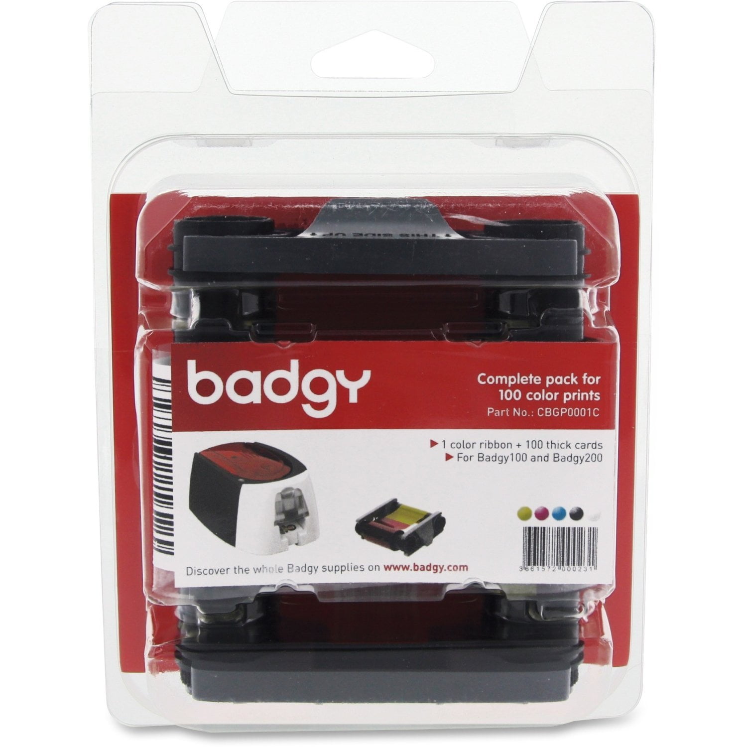 BADGY CONSUMABLE Pack INCL CLR Ribbon 100 Cards 30MIL 0.76MM BADGY CONSUMABLE Pack INCL CLR Ribbon 100 Cards 30MIL 0.76MM