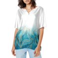 thumbnail image 2 of Blue Women's Short Sleeve T-shirt, Women'S Fashion Casual Floral Print Button Down T Shirt M, 2 of 5