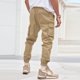 thumbnail image 5 of Pantalones largos para hombre, informales, a la moda, transpirables, con cintura elástica y múltiples bolsillos, pantalones cargo con cierre de velcro, pantalones de rayón para hombre., 5 of 9
