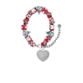 thumbnail image 2 of Silvertone Large Rounded Clear Oktant Crystal Heart Red Christmas Bead Bracelet, 2 of 4