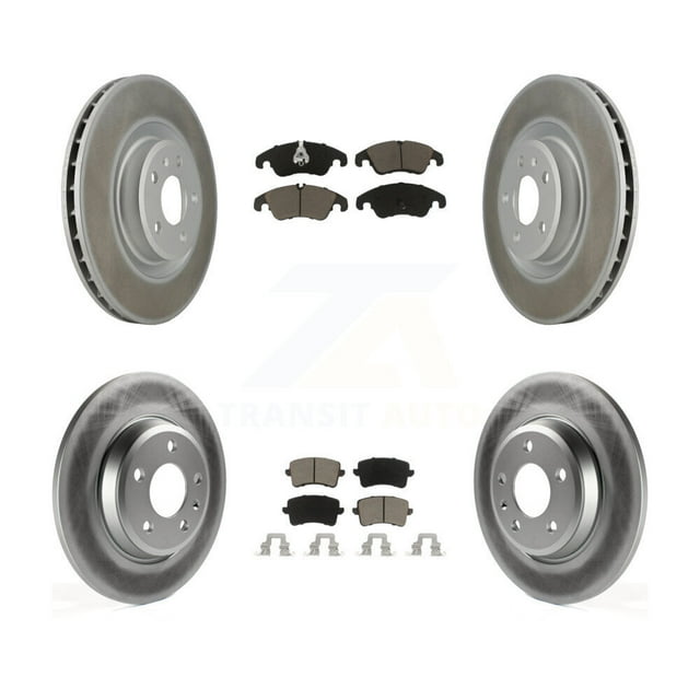 Transit Auto Front Rear Coated Disc Brake Rotors and Ceramic Pads Kit for Car 2009-2010 Audi Q5 with 345mm Diameter Rotor KGC-101339