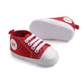 thumbnail image 4 of Quealent Unisex Baby Boys Girls High Top Sneaker Soft Anti-Slip Sole Newborn Infant First Walkers Canvas Denim Shoes Red for Size 5.5, 4 of 9