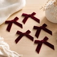 thumbnail image 5 of Burgundy Velvet Bow Christmas Tree Ornament Hanging Decoration for Wreaths and Garlands, 5 of 7