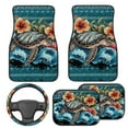 thumbnail image 2 of Pzuqiu Hawaii Turtle Car Floor Mats Full Set 5 Piece Car Steering Wheel Cover All Weather Full Set Front & Rear Floor Mats Easy to Install Removable Automotive Accessories for SUV, Vans,Sedan,Truck, 2 of 6
