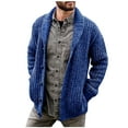 thumbnail image 3 of Juebong Mens Shawl Collar Cardigan Sweaters Button Down Cable Knitted Loose Fit Knitwear Open Front Sweaters Winter Outwear Blue,XXXXL, 3 of 7