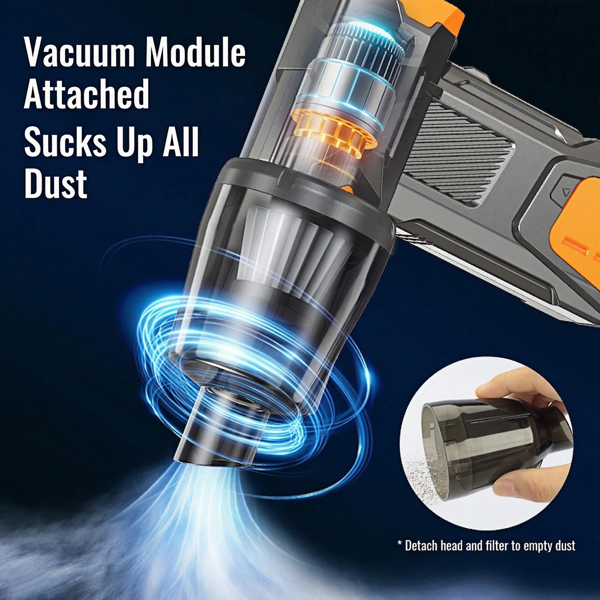 Asoricing Compressed Air Duster with Flashlight, 130,000RPM Powerful Electric Air Duster Blower Rechargeable with Brushless Motor, 4-Gear Adjustable Mini Air Blower Cordless, Orange
