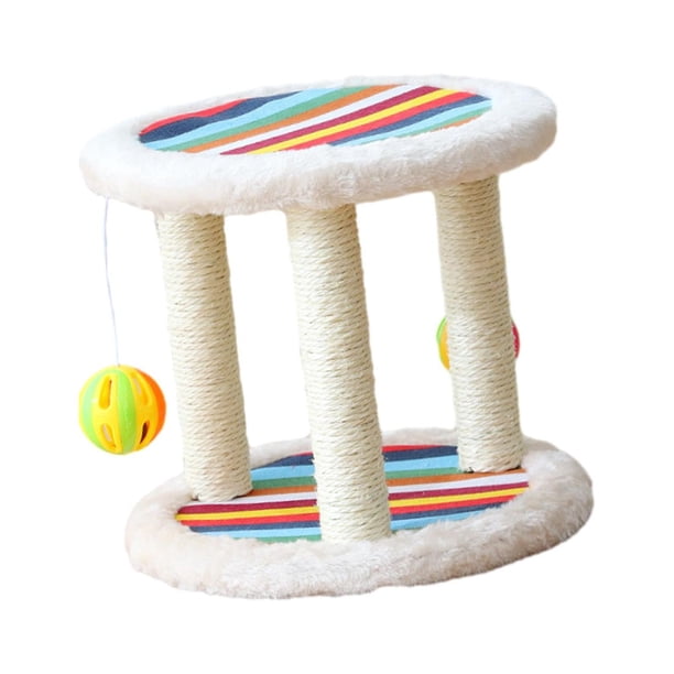 Poste Rascador para Gatos Salvador con Base Alfombrada y Campana Colgante Beige